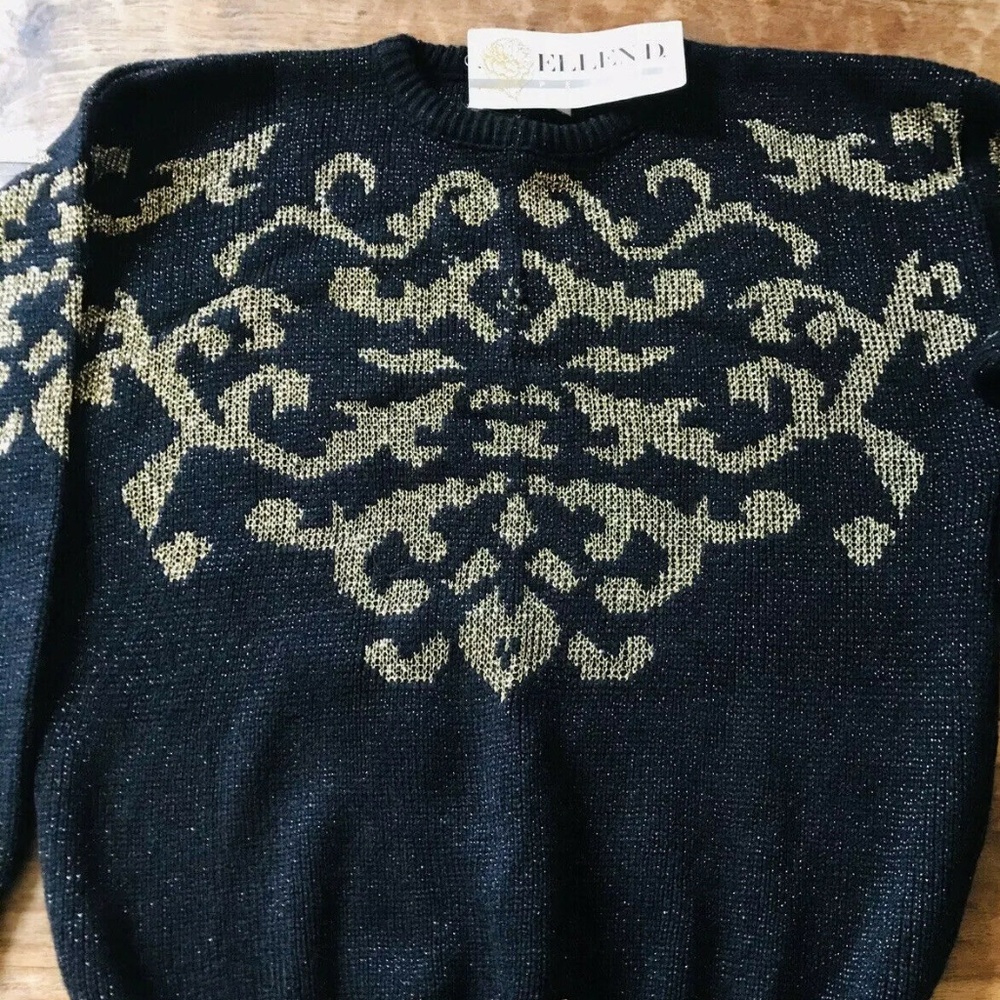Vintage Black & Gold Knit Lame' Sweater - NWT!
